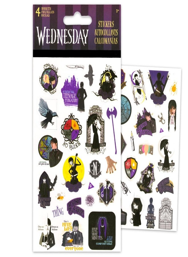 Wednesday Sticker Pack for Girls, Kids - Addams Family Party Favors Bundle with 8 Sticker Sheets for Kids Birthday Party Goodie Bags, Crafts, More | Wednesday Addams Party Supplies Set - Image 2